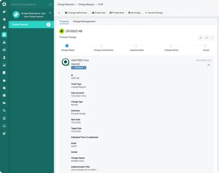 HaloITSM Krijg zicht op alle wijzigingen binnen de organisatie