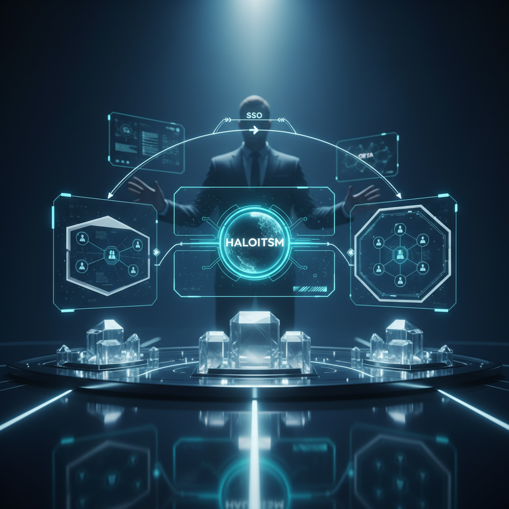 Diagram showing ITSM SSO Azure AD integration between HaloITSM and Microsoft Entra ID for secure single sign-on