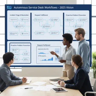 IT leaders reviewing dashboards that show how agentic AI ITSM automates service desk workflows and incident resolution