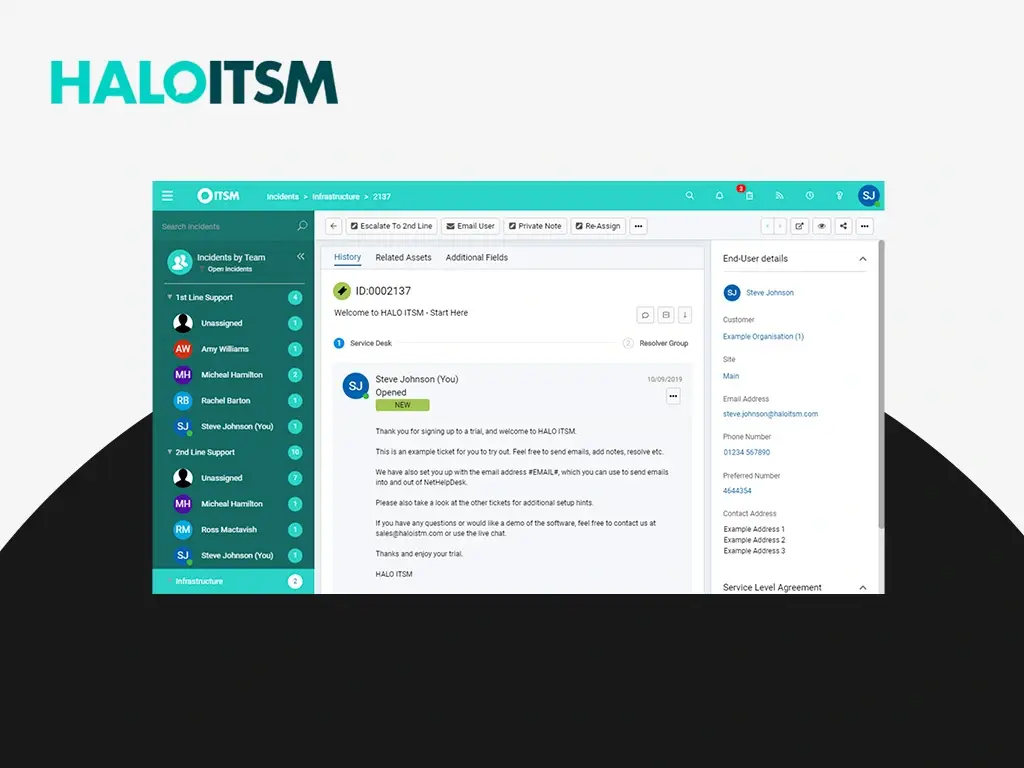 ITSM functionality halo solution